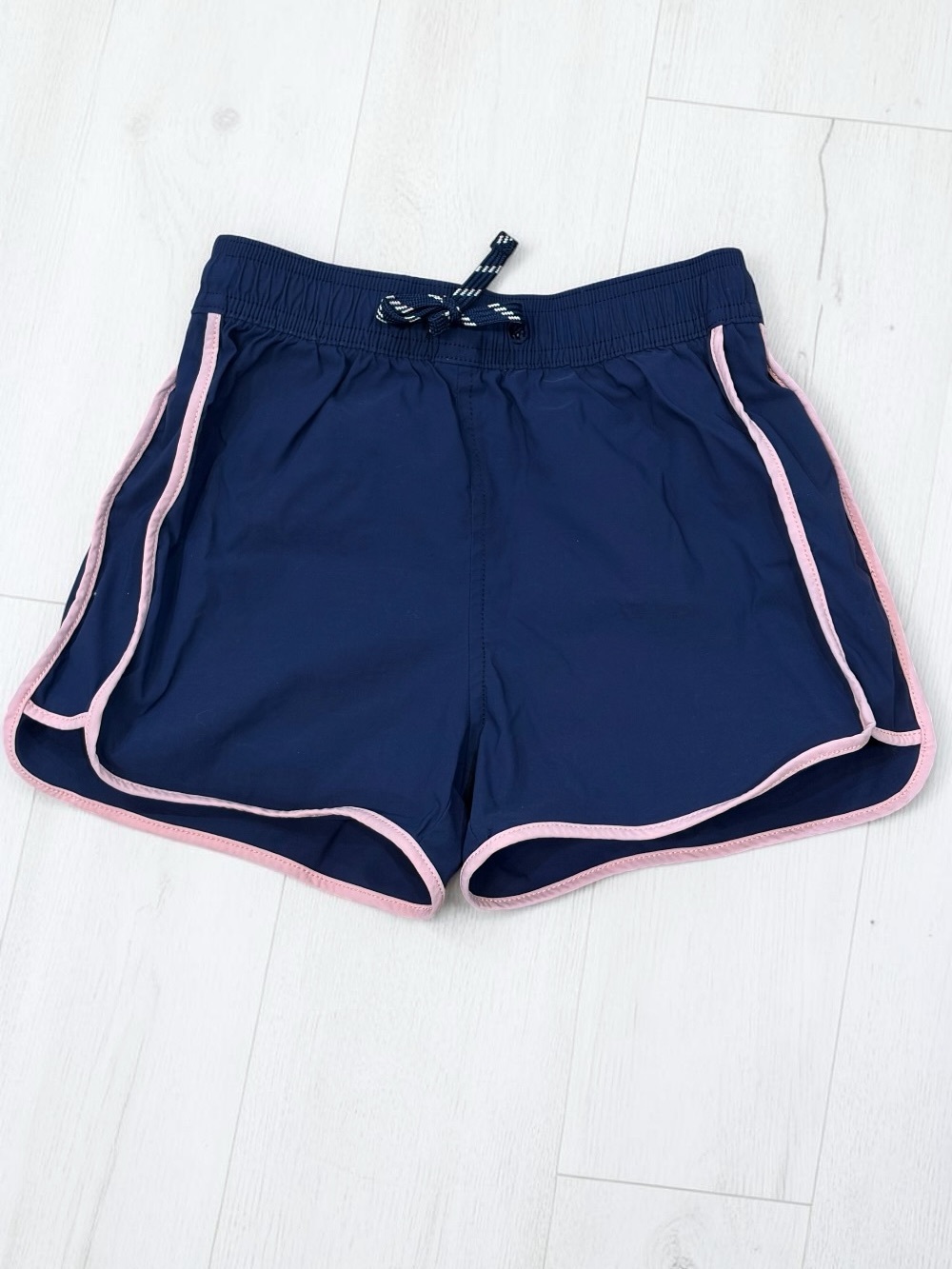 Crewcuts Girl’s 7 Navy Athletic Shorts with Pink Trim